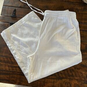 DKNY Linen Pants Women's White Casual or Dress Pants Size Large
